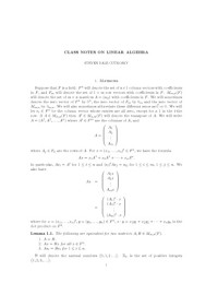 Steven Dale Cutkosky — Class notes on linear algebra [Lecture notes]