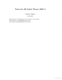 Andrew Baker — Galois Theory, U Glasgow course