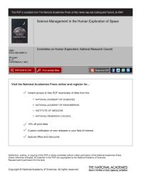 National Research Council; Division on Engineering and Physical Sciences; Space Studies Board; and Applications Mathematics Commission on Physical Sciences; Committee on Human Exploration — Science Management in the Human Exploration of Space