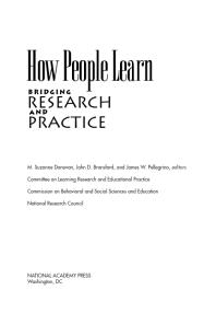 National Research Council; Division of Behavioral and Social Sciences and Education; and Sensory Sciences Cognitive Board on Behavioral; Committee on Learning Research and Educational Practice; James W. Pellegrino; John D. Bransford; M. Suzanne Donovan — How People Learn: Bridging Research and Practice
