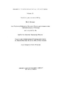 Arthur Erdelyi — Higher transcendental functions 3