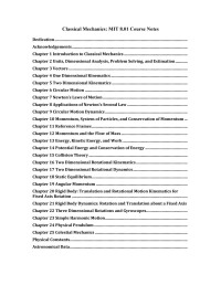 Anonymous — MIT 8.01 Classical Mechanics Course Notes