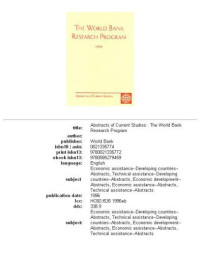 World Bank — Abstracts of Current Studies - The World Bank Research Program 1996