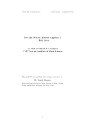 Frederick P. Greenleaf, Sophie Marques — Linear Algebra I & II [Lecture notes]