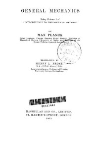 Max Planck — General mechanics, being volume I of Introduction to theoretical physics