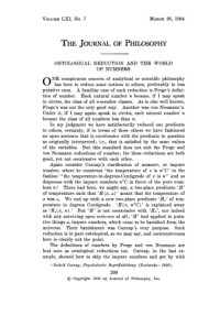 Quine W. V. O — Ontological Reduction and the World of Numbers