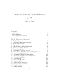 Igor Pak — Lectures on Discrete and Polyhedral Geometry (Draft)