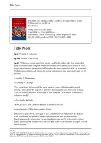Zoya Hasan — Politics of Inclusion - Castes, Minorities and Affirmative Action