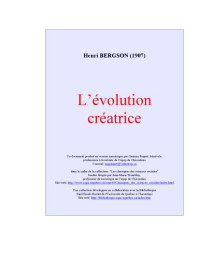 Bergson Henri — L'évolution creatrice
