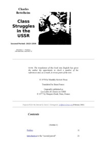 Charles Bettelheim — Class Struggles in the USSR, 2nd period (1923-1930)