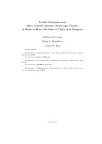 William G. Dwyer, Philip S. Hirschhorn, Daniel M. Kan — Model Categories and More General Abstract Homotopy Theory: A Work in What We Like to Think of as Progress