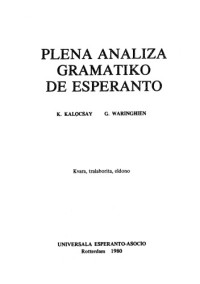 Kálmán Kalocsay, Gaston Waringhien — Plena analiza gramatiko de Esperanto