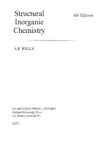 Wells — Structural Inorganic Chemistry