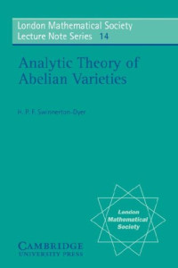 H. P. F. Swinnerton-Dyer — Analytic theory of Abelian varieties