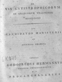 Hermanni G. — De VSV Anitistrophicovm in graecorvm tragoediis