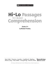 Priestley Michael. — Scholastic Teaching Resources. Hi-Lo Passages to Build Comprehension: Grades 3-4