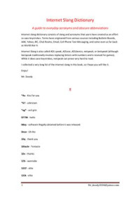  — Internet Slang Dictionary