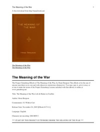 Bergson Henri — The Meaning Of War
