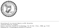Merle K. Langdon — Hymettiana II: An Ancient Quarry on Mt. Hymettos (Attica - Greece)
