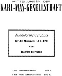 Joachim Biermann — Stichwortverzeichnis für die Nummern 111-120 der Mitteilungen der KMG