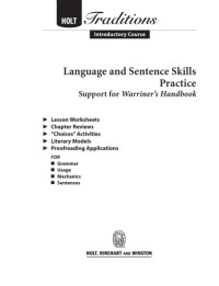 John E Warriner — Language and Sentence Skills Practice: Support for Warriner's Handbook: Introductory Course (Holt Traditions)