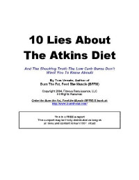 Tom Venuto — 10 Lies About The Atkins Diet