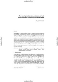 Meakins Felicity. — The development of asymmetrical serial verb constructions in an Australian mixed language
