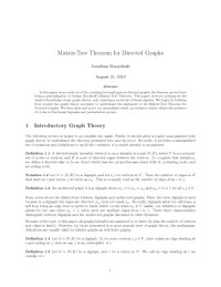 Jonathan Margoliash — Matrix-Tree Theorem for Directed Graphs