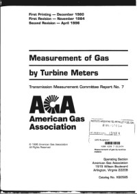 American Gas Association — AGA 7, Measurement of Gas by Turbine Meters