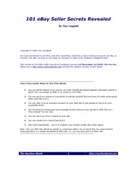 Campbell T — 101 Ebay Seller Secrets Revealed