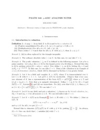 Hee-Sung Yang — PMATH 940: p-adic analysis [Lecture notes]