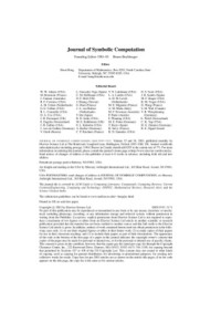 Hoon Hong (Editor) — Journal of Symbolic Computation, Volume 36, issues 1-6 issue 1-6