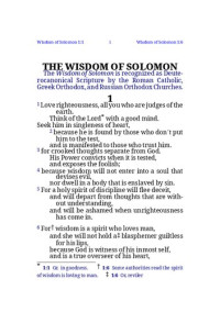 Solomon — THE WISDOM OF SOLOMON