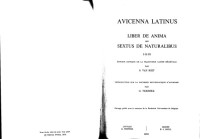 Van Riet (S) — Avicenna latinus. Liber de anima seu sextus de naturalibus I-II-III