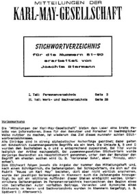 Joachim Biermann — Stichwortverzeichnis für die Nummern 81-90 der Mitteilungen der KMG