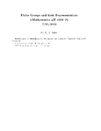 Baker A.J. — Finite Groups and their Representations