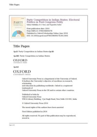 Suhas Palshikar; K. C. Suri; Yogendra Yadav — Party Competition in Indian States: Electoral Politics in Post-Congress Polity