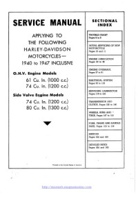 Harley Davidson — Harley Davidson 1940-1947 Knucklehead Service Manual