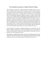 Carolyn Dinshaw and David Wallace — The Cambridge Companion to Medieval Women's Writing