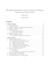 Andrei Jorza — The Birch and Swinnerton-Dyer Conjecture for Abelian Varieties over Number Fields [Senior thesis]