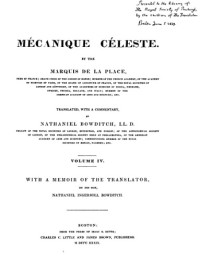 Pierre Simon, Marquis de Laplace, Nathaniel Bowditch - ed: Hilliard, et al. — Mecanique Celeste ( vol 4 of 4 )