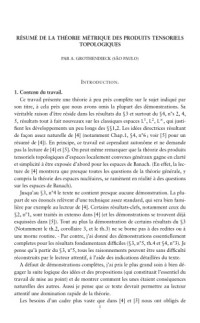 A. Grothendieck — Résumé de la Théorie Métrique des Produits Tensoriels Topologiques