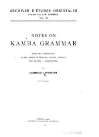 Gerhard Lindblom — Notes on Kamba grammar