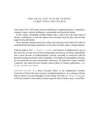 S.Barry Cooper and Andrew Hodges — The once and future turing computing the world
