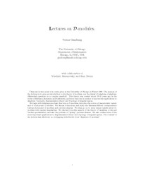 Ginzburg V. — Lectures on D-modules