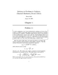 Homer Reid — Solutions to Problems in Goldstein's Classical Mechanics