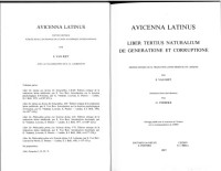 ed. S. Van Riet, G. Verbeke — Avicenna Latinus: Liber tertius naturalium de generatione et corruptione