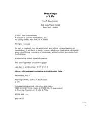 Roy F. Baumeister — Meanings of Life