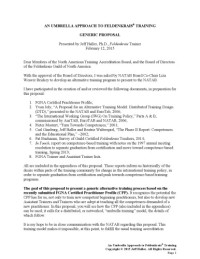 Jeff Haller — An Umbrella Approach to Feldenkrais Training: General Proposal
