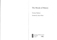 Tzvetan Todorov — Morals Of History